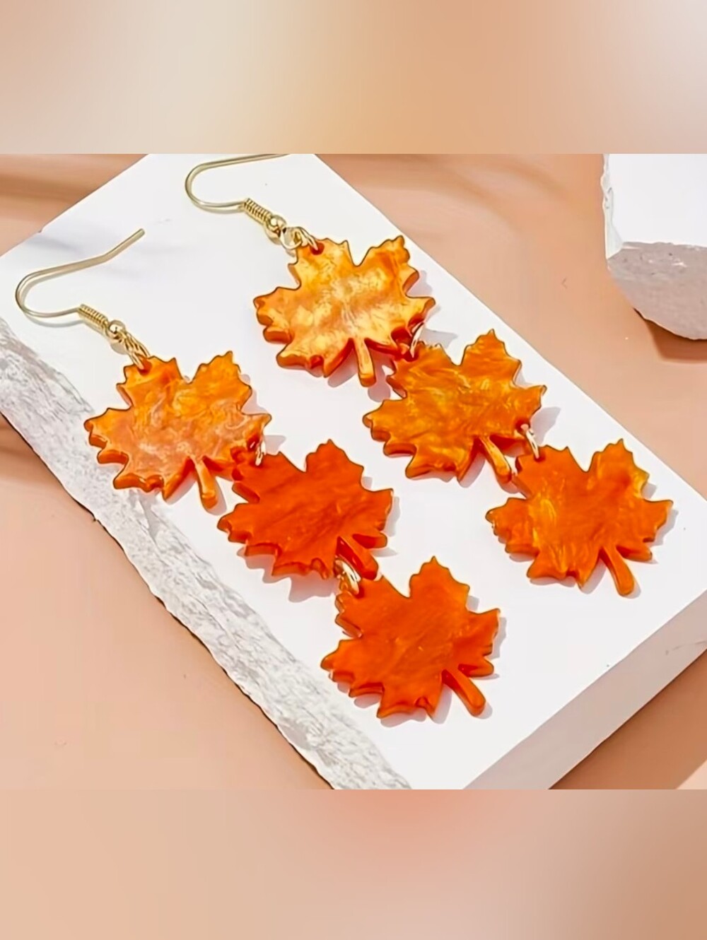 $8 Each Or Bundle 5/$20 Orange Maple Autumn Leaf Dangle Earrings